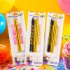 Three packs of colorful party candles and birthday celebration decorations Specification image
